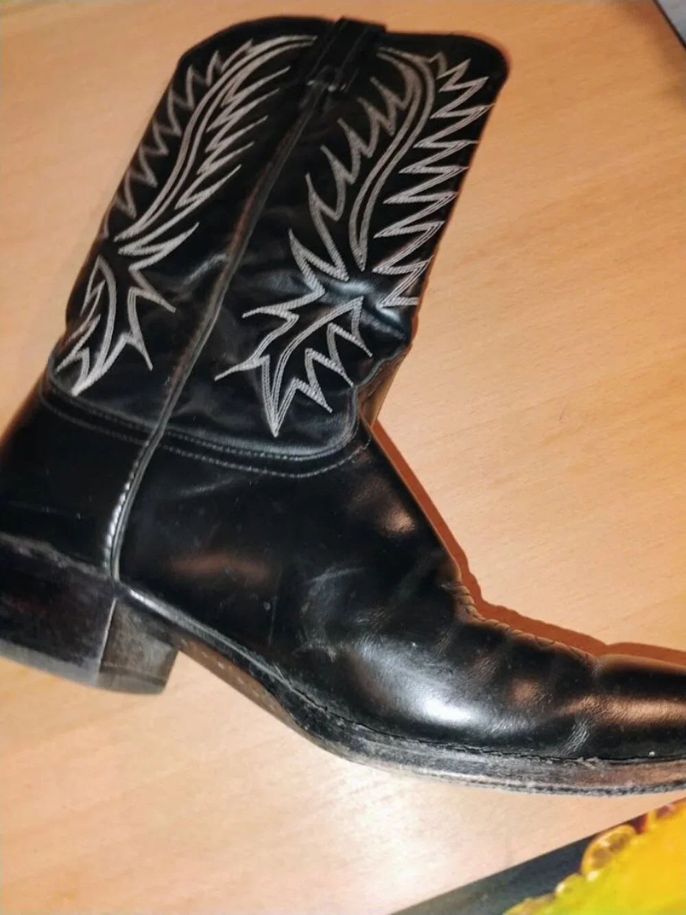 Vintage Nocona Black Leather Cowboy Boots - Pointed Toe Size 10.5